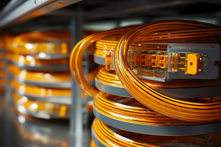 光纤网络素材复杂的光纤网络电缆背景
