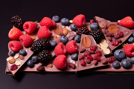 香浓的巧克力和水果图片