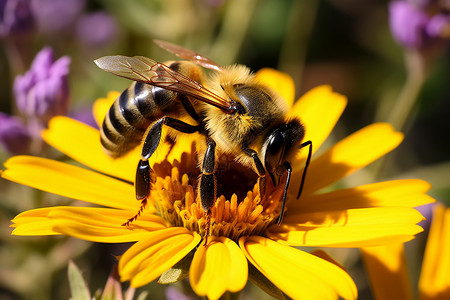 蜜蜂在鲜花上图片