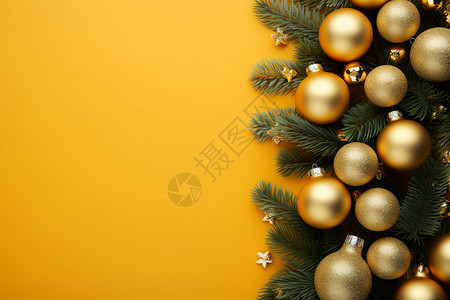 金色装饰的圣诞树背景图片