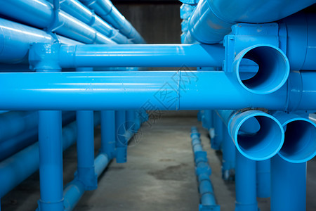 蓝色的大型管道系统背景图片