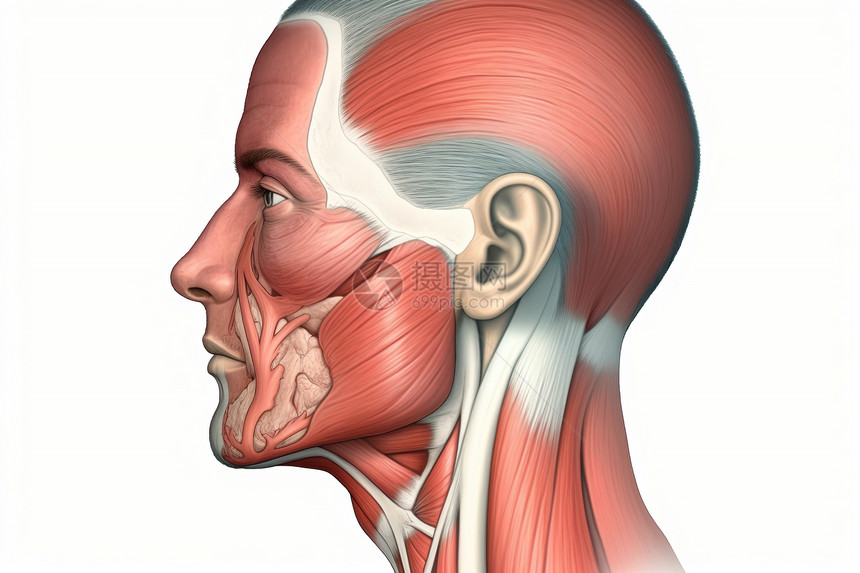 健身者的面部肌肉示意图图片