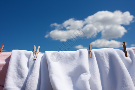 户外晾晒的毛巾图片