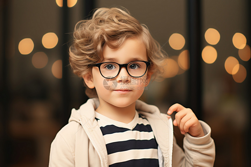 一个戴着眼镜的小男孩