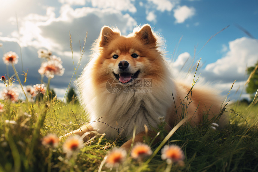 享受阳光的温柔小狗图片