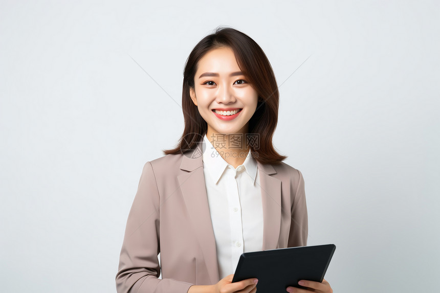 女CEO拿着平板电脑图片