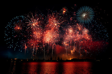 新年拜大年海报夜空烟花背景