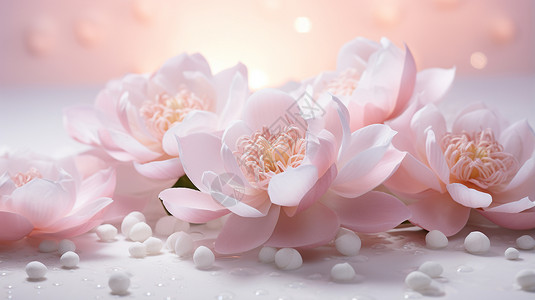 粉色珠子梦幻般的粉色花朵设计图片