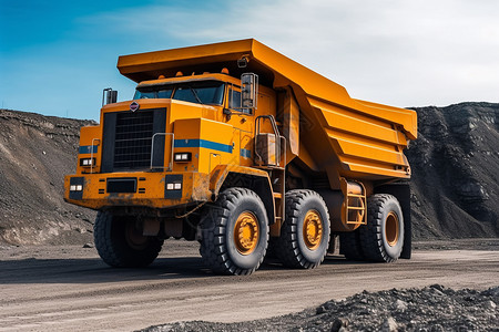 煤矿运输开采煤矿中的大型卡车背景