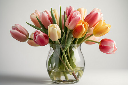 花瓶中盛开的郁金香背景图片