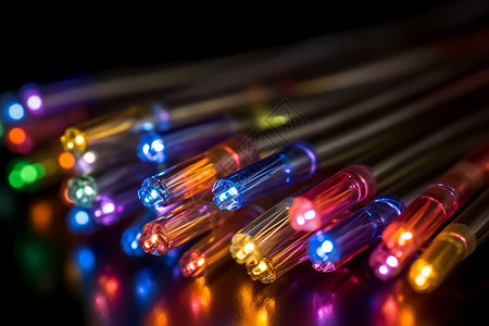 光纤电缆上的发光二极管背景图片