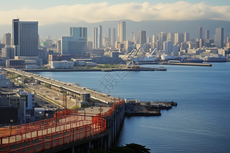 壮观的海港城市建筑景观图片