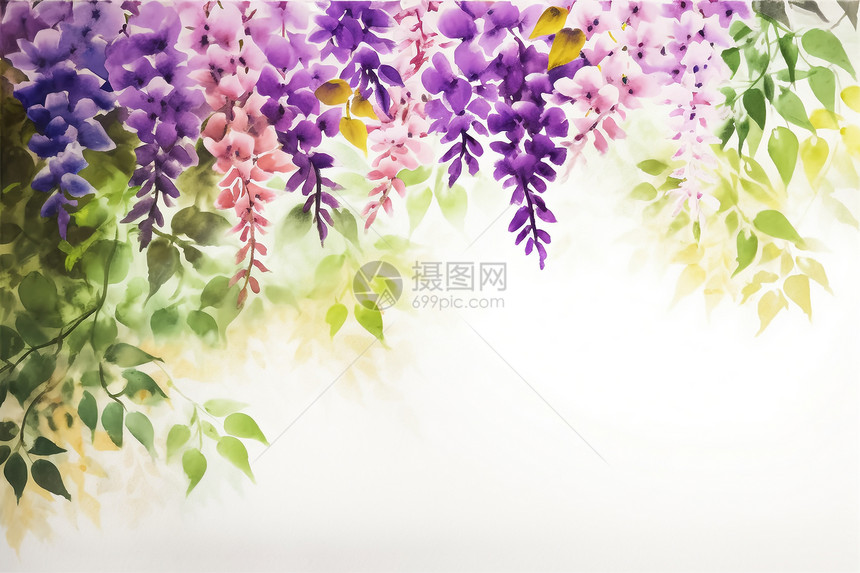 手绘花卉植物的艺术背景图片