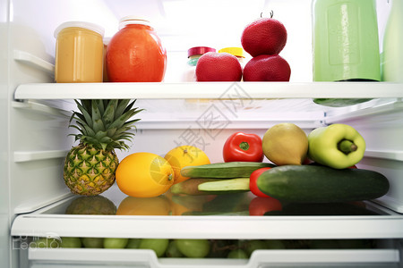 家庭冰箱中保鲜的鲜果蔬食图片