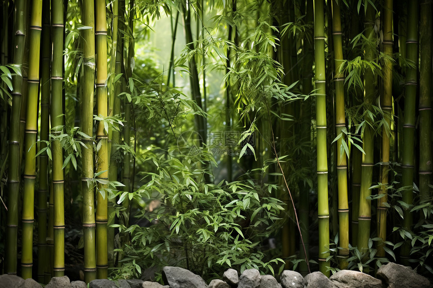 自然静谧的竹林景观图片