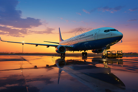 大型客机夕阳滑翔高清图片