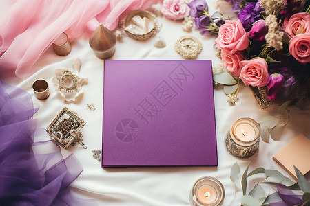 丝绸上的紫色相册图片