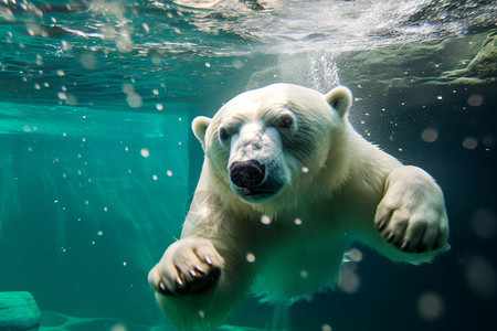 北极熊在游泳图片
