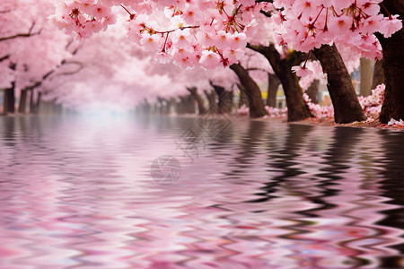 水上的桃树图片