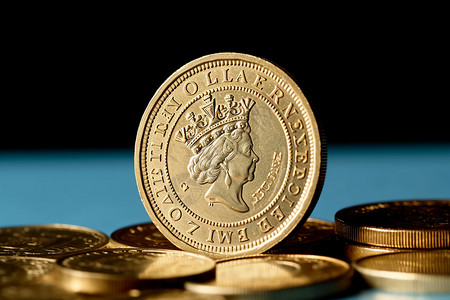 英镑硬币戴皇冠的硬币背景