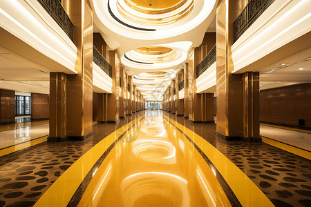 黄黑色地板的大型走廊高清图片