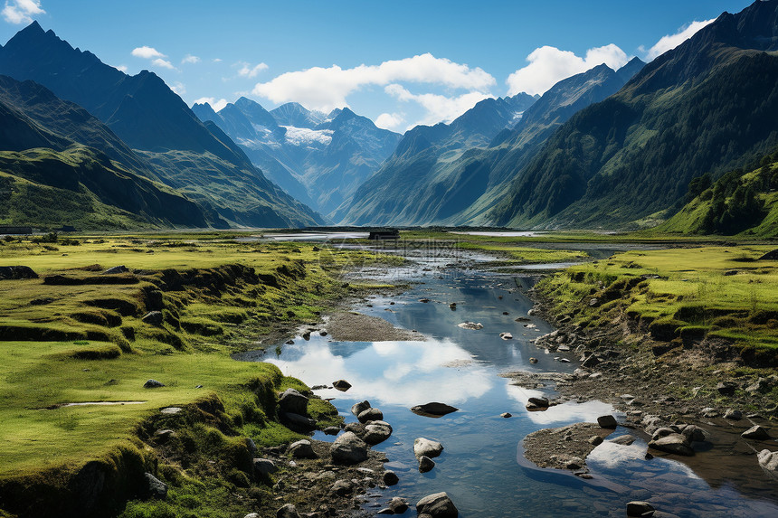 山川里的小河流图片