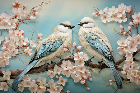 精美的刺绣花鸟背景图片