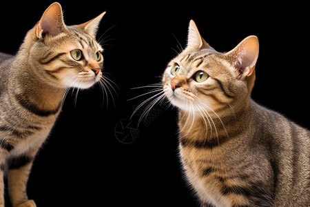 两只猫咪相互对视图片