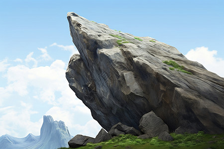 攀岩山顶山间云海下的石头奇观插画