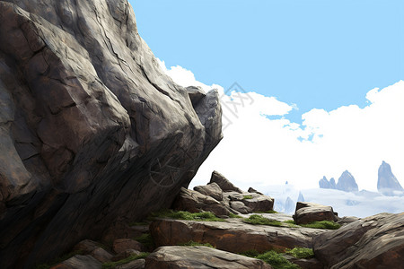 攀岩山顶悬崖和岩石插画
