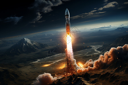 发射中的火箭图片