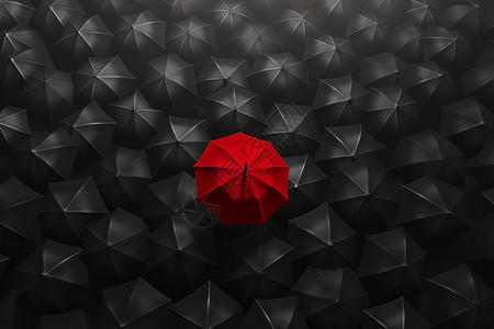 商业黑色黑色背景下的红伞插画