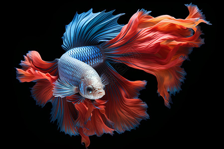 蓝鱼绚丽红蓝相间的鱼背景