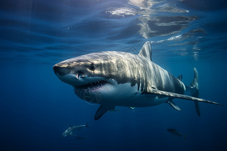 巨齿鲨海洋中的大白鲨背景