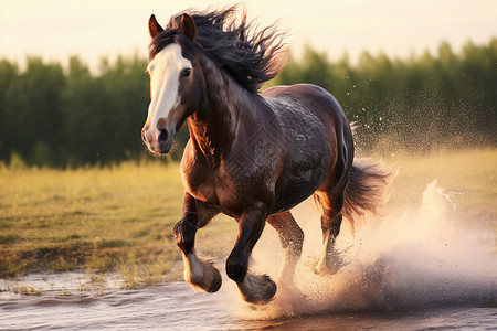 驰骋草原上的马动物高清图片素材
