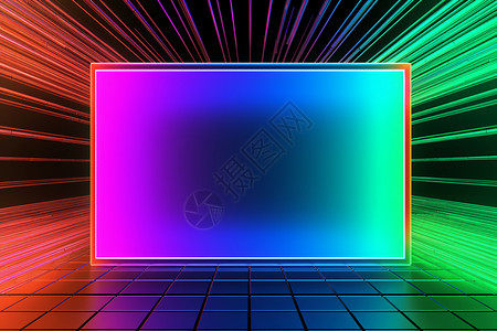 息屏显示彩虹光中的方形插画