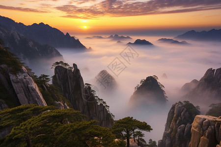 安徽黄山云海风景黄山云海背景