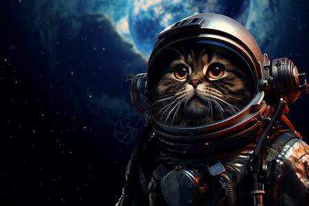 穿太空服的宠物猫咪背景图片