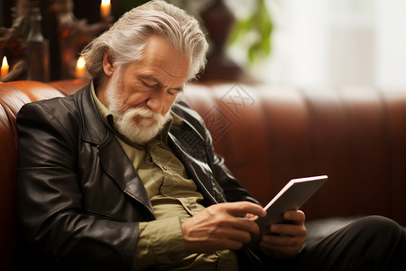 家庭上阅读的老年人图片