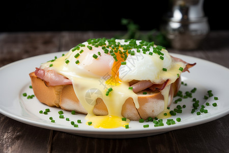 英式早餐的煎蛋烤面包高清图片