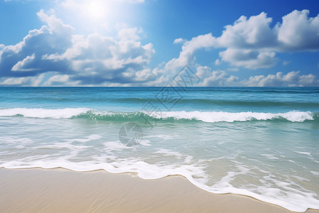 蓝天下清澈的大海景观图片