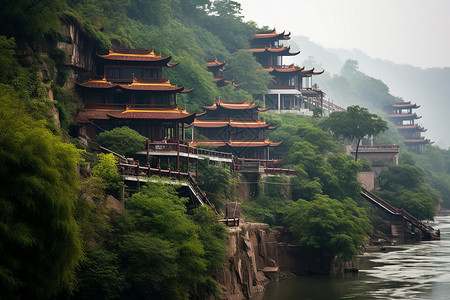 江山如画的山川河流景观图片