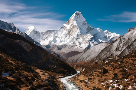 美丽之巅的喜马拉雅山脉景观图片