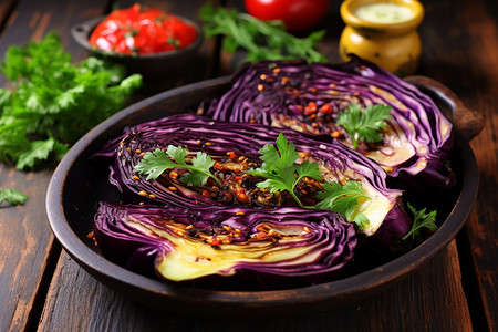 传统美食的炭烤紫甘蓝图片