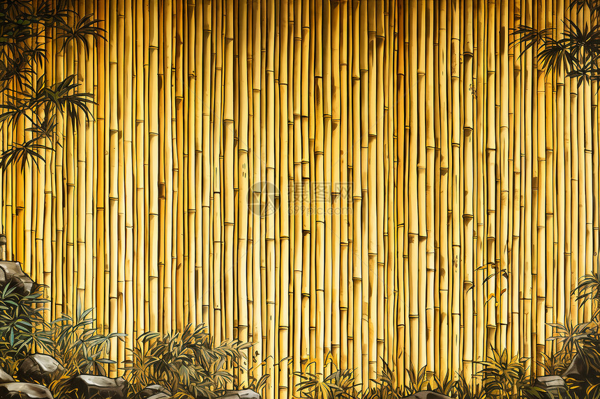 丛林中的竹制背景图片