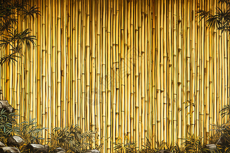 丛林中的竹制背景背景图片