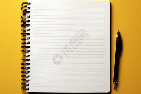 书桌上的空白笔记本背景图片