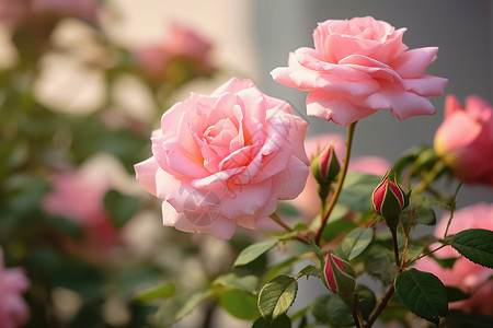 美丽的粉色玫瑰花朵背景图片