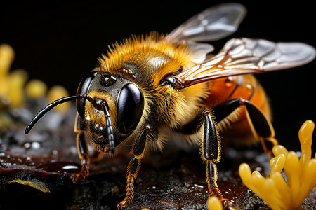 缤纷微距的大黄蜂高清图片