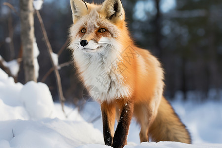 冬日森林中的红狐图片